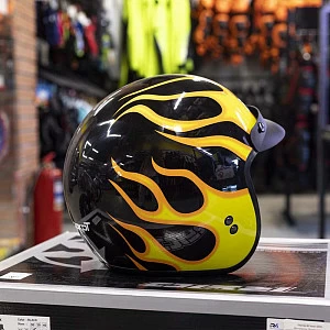 Шлем открытый с козырьком ROCKOT RM-391 Classic Flame