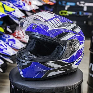 Шлем интеграл с очками ROCKOT RM-133 Impulse (син/сер глянц, XL)